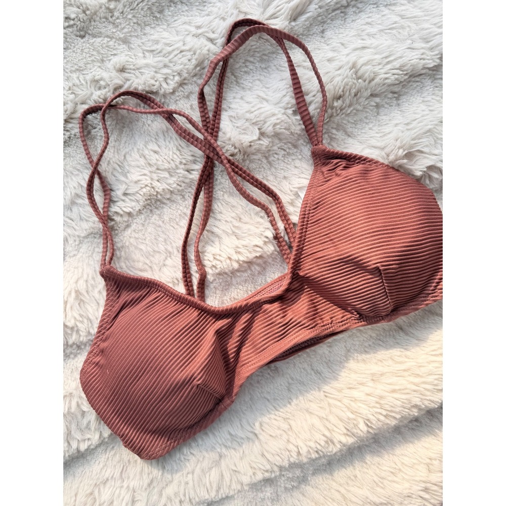 CUPSHE Ribbed Mauve Triangle Bikini Set | NWT - SIZE M - Picture 3 of 8